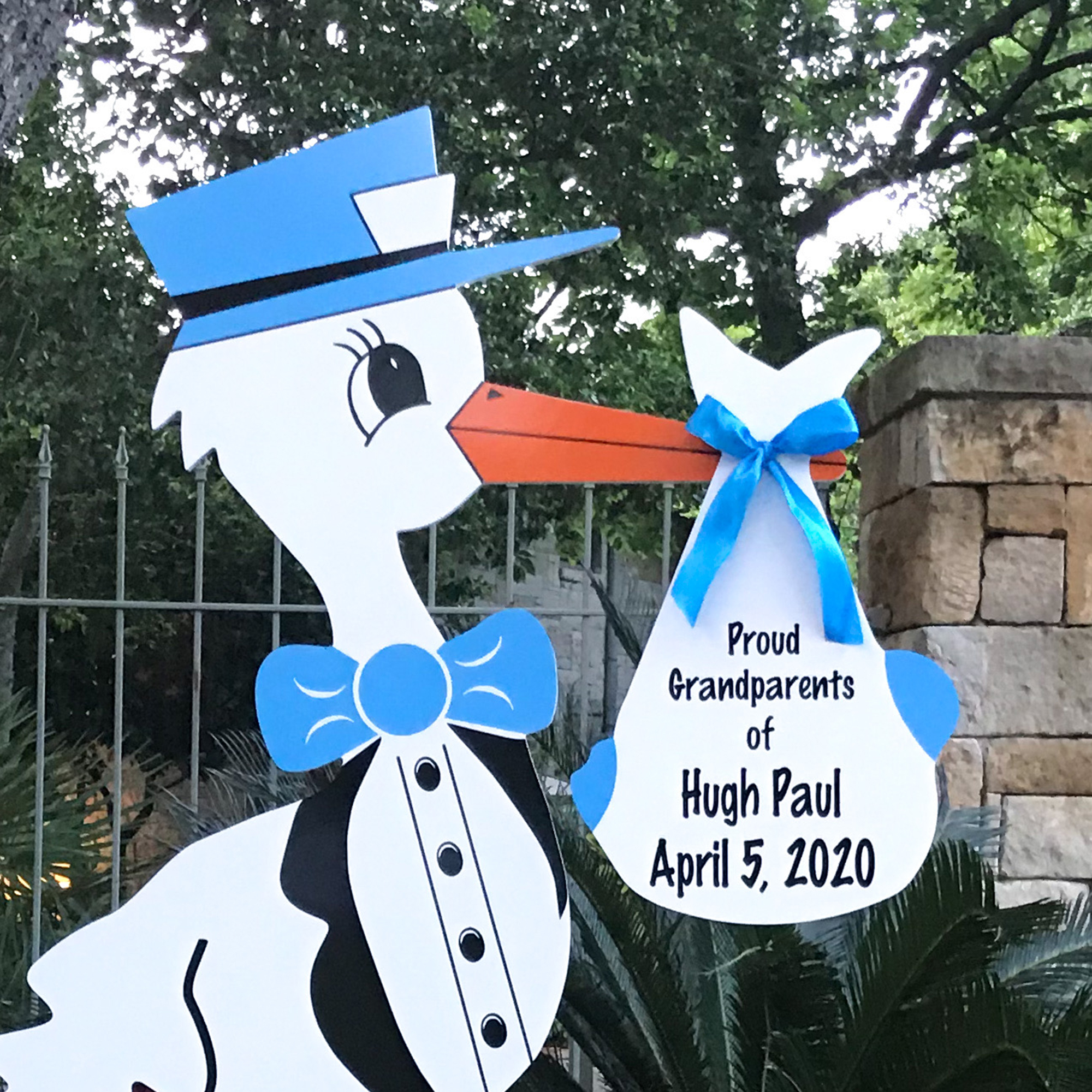 Grandparent Blue Stork Sign with Personalized Bundle, Burleson, Fort Worth, Cedar Hill, Arlington, Lancaster